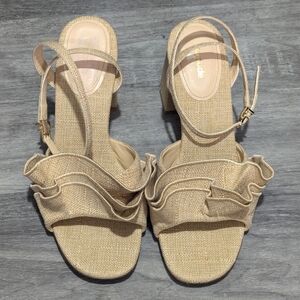 Larroude Selena Ruffle Ankle Strap Sandal